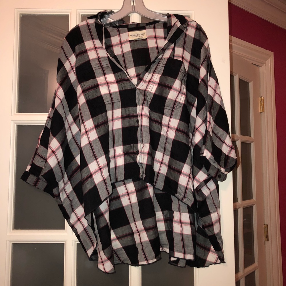 Ralph Lauren Oversized Plaid High-Low Shirt
